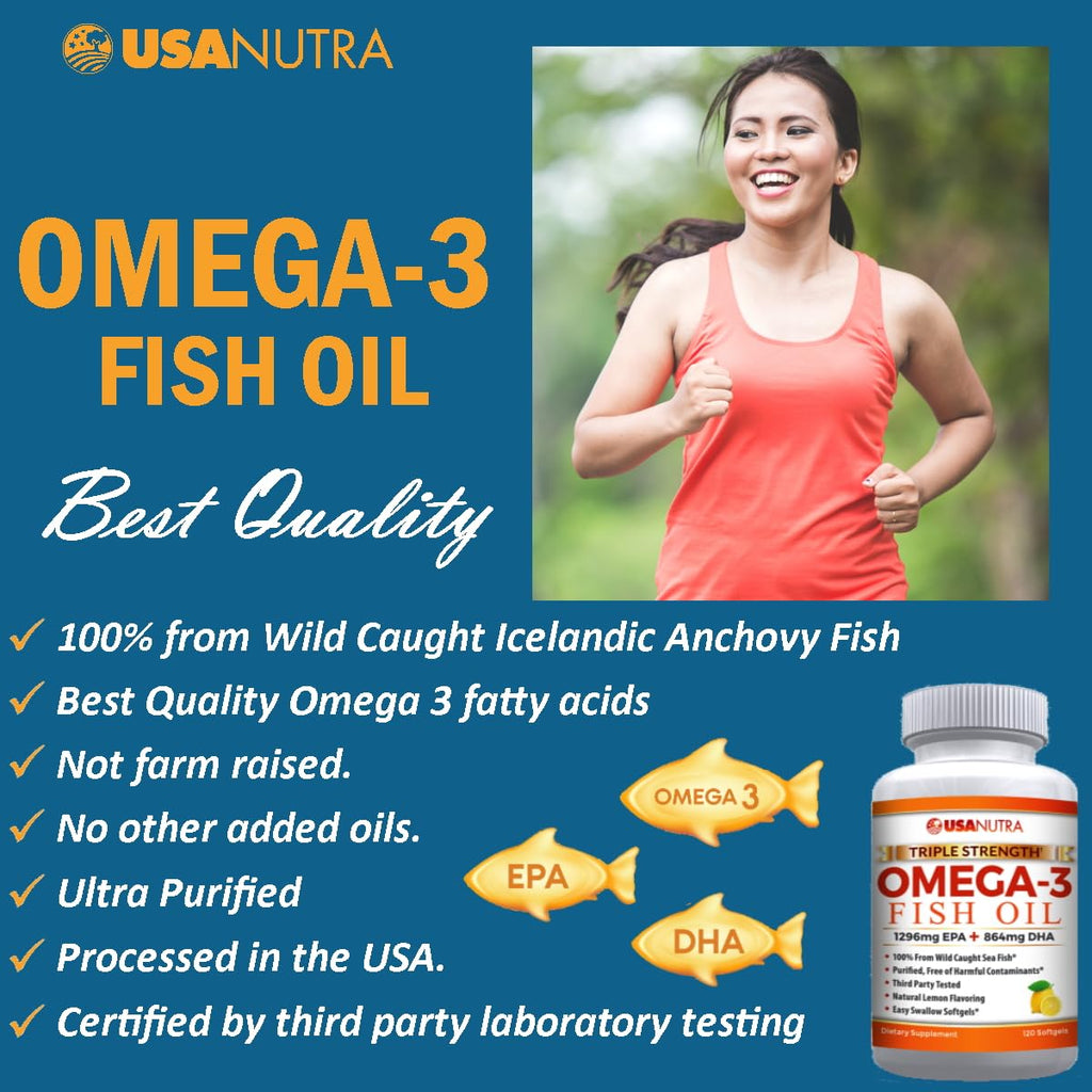 USANUTRA Triple Strength Omega-3 Fish Oil 3600mg - 120 Softgels - image 3