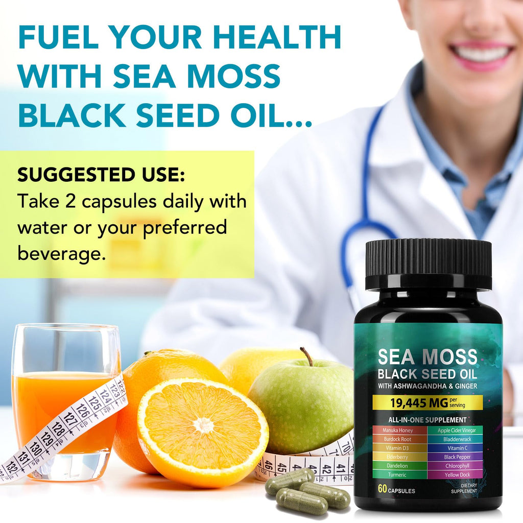 HUYEHF Sea Moss Black Seed Oil Ashwagandha - 60 Capsules - image 8