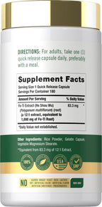 Carlyle Fo-Ti Supplement He-Shou-Wu Root Extract - 180 Capsules - image 2