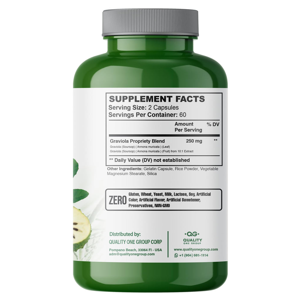 QUALITY ONE Graviola Max Pure Extract Supplement - 180 Capsules - image 6