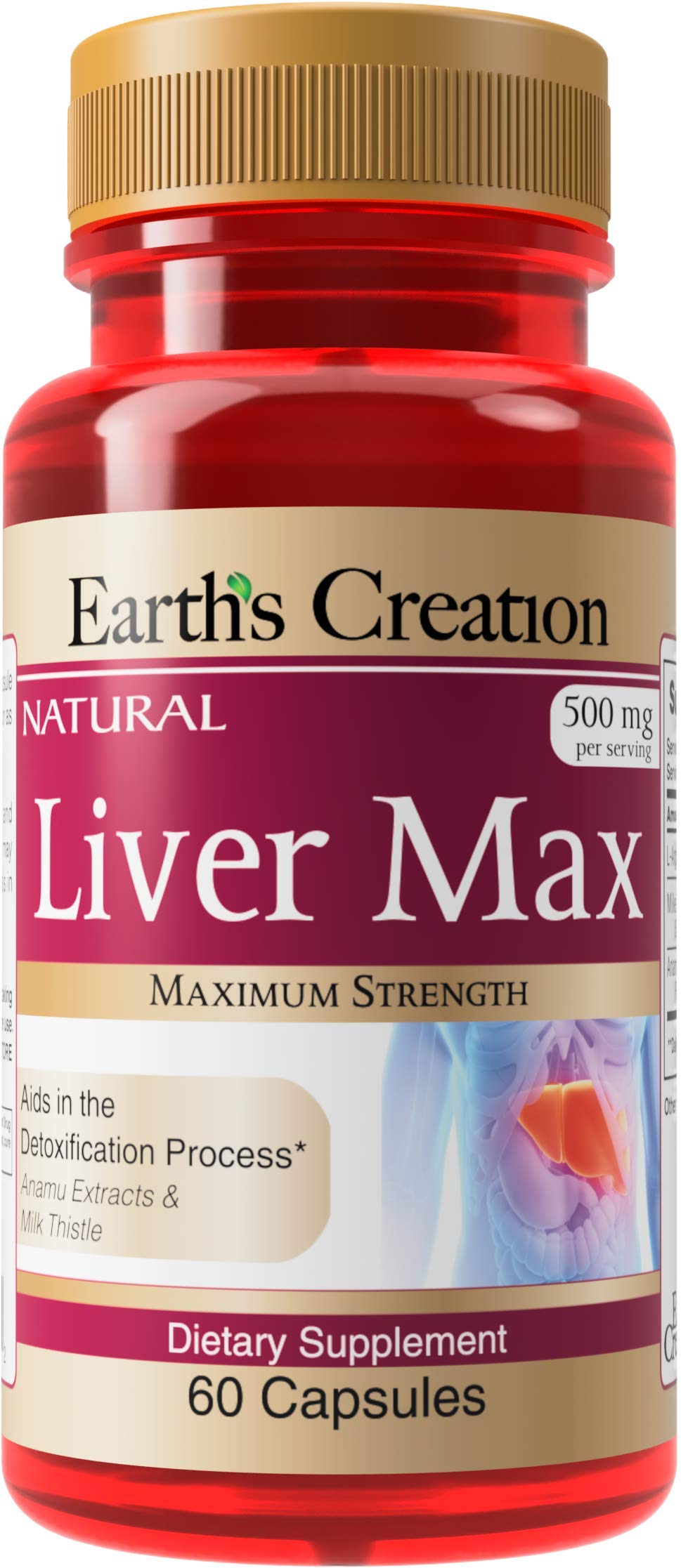 Earth's Creation Liver MAX with L-Arginine Milk Thistle & Anamu - 60 Capsules