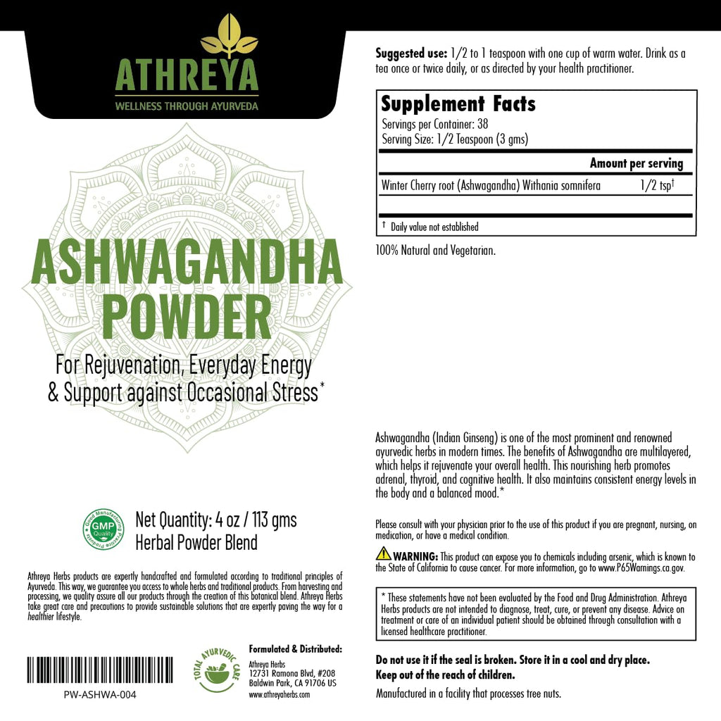 Athreya Herbs Pure Ayurvedic Ashwagandha Powder - 4 Oz - image 3