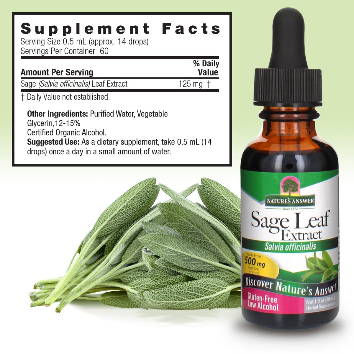 Nature's Answer Sage Leaf Organic Liquid Extract - 1 fl oz - image 4