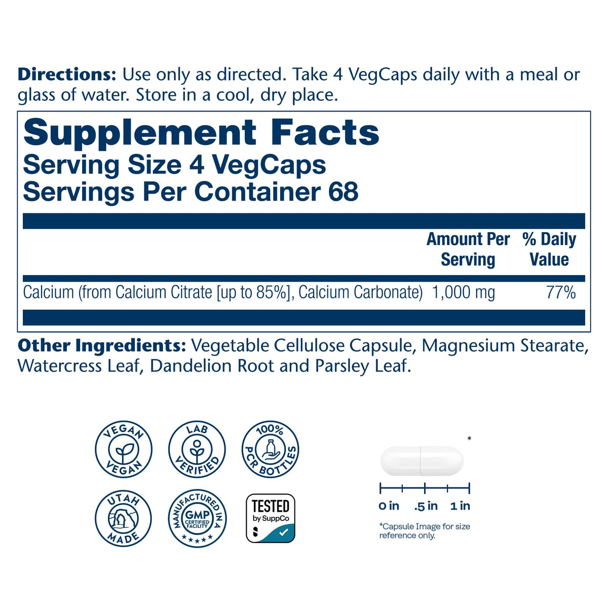 SOLARAY Calcium Citrate 1000 mg - 275 Vegetarian Capsules - image 2
