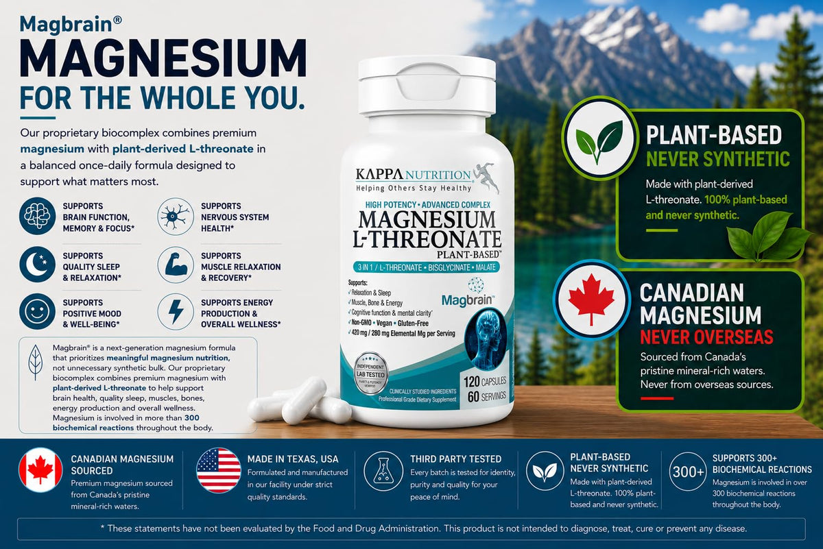 KAPPA NUTRITION Magnesium L-Threonate Plant-Based 3 in 1