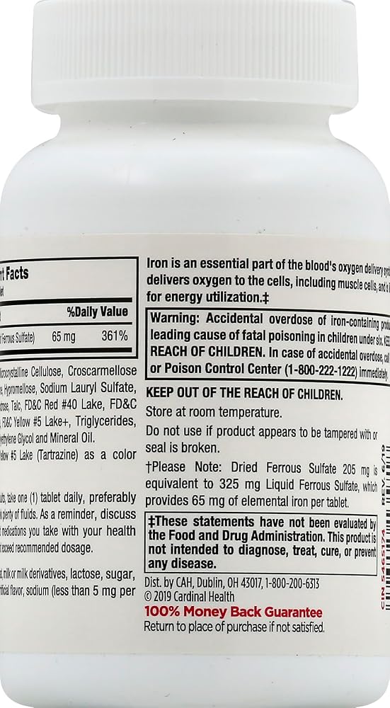 Leader Ferrous Sulfate 65mg Iron Tablets - 200 Count - image 5