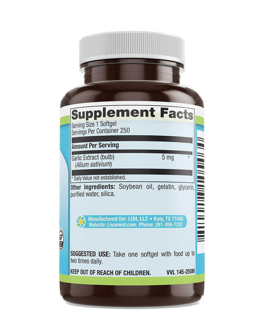Livamed Garlic 500 mg Odor-Reduced Softgels - 250 Count - image 4