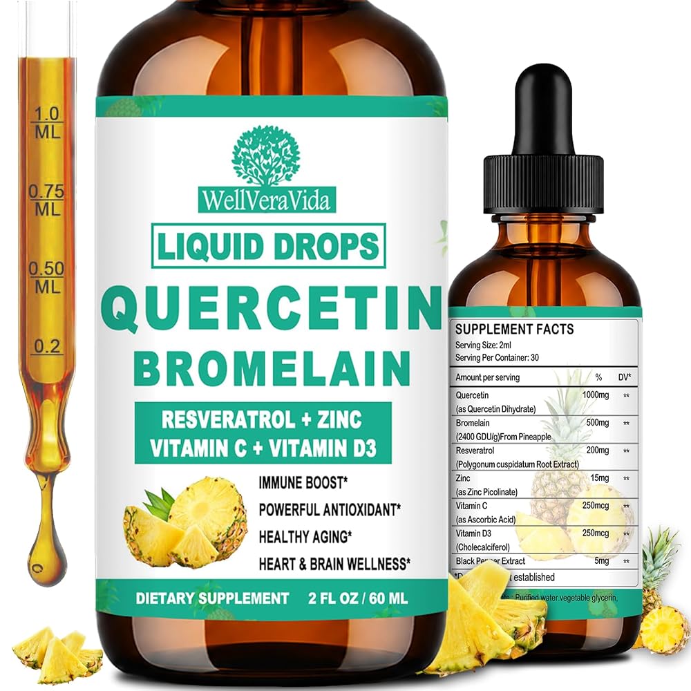 WellVeraVida Quercetin with Bromelain Liquid Drops