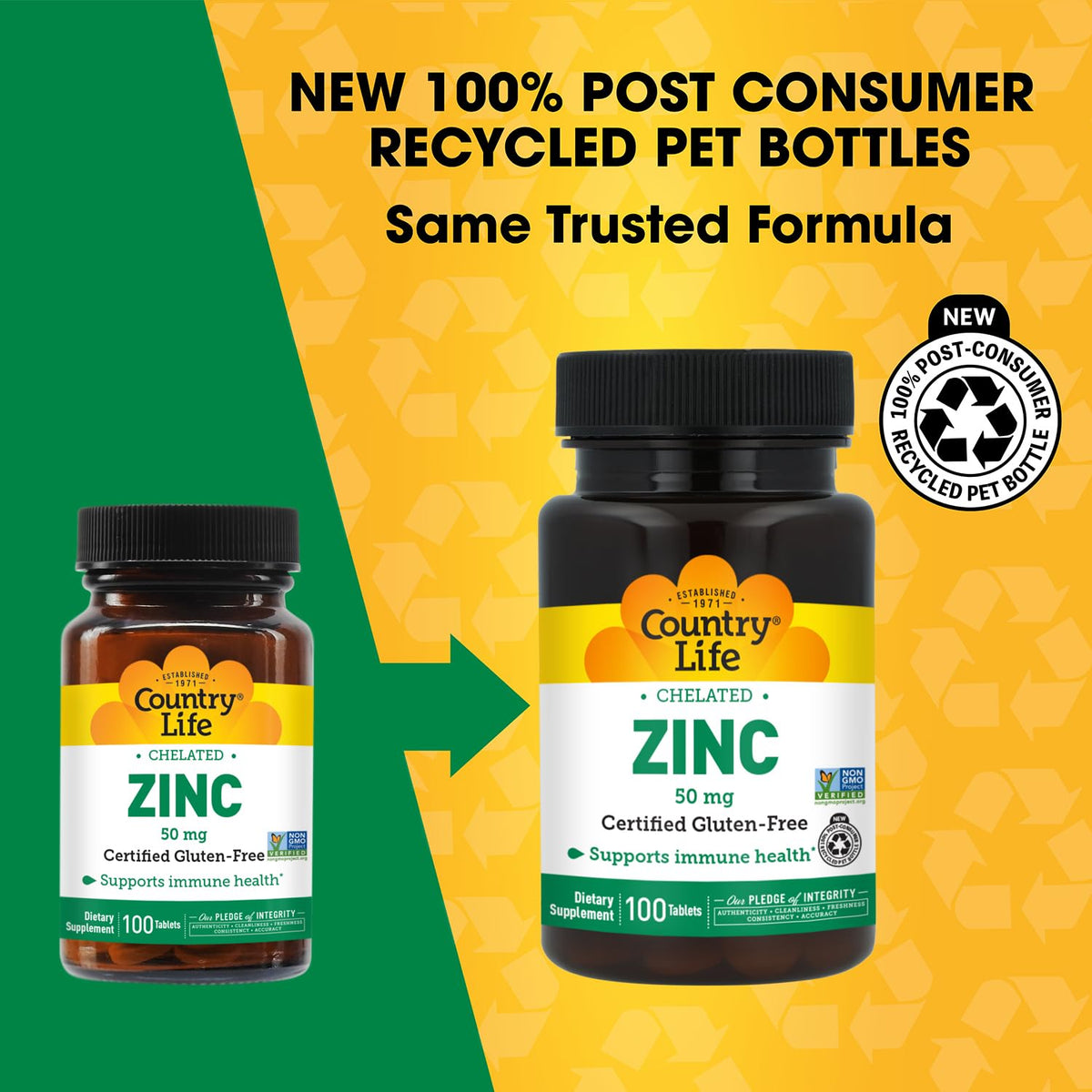 Country Life Chelated Zinc 50 mg Immune Support - 100 Tablets - image 4