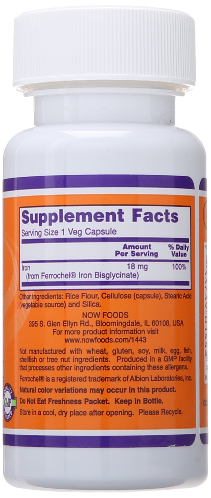 Now Foods Iron 18 mg - 120 Vegetarian Capsules - image 2