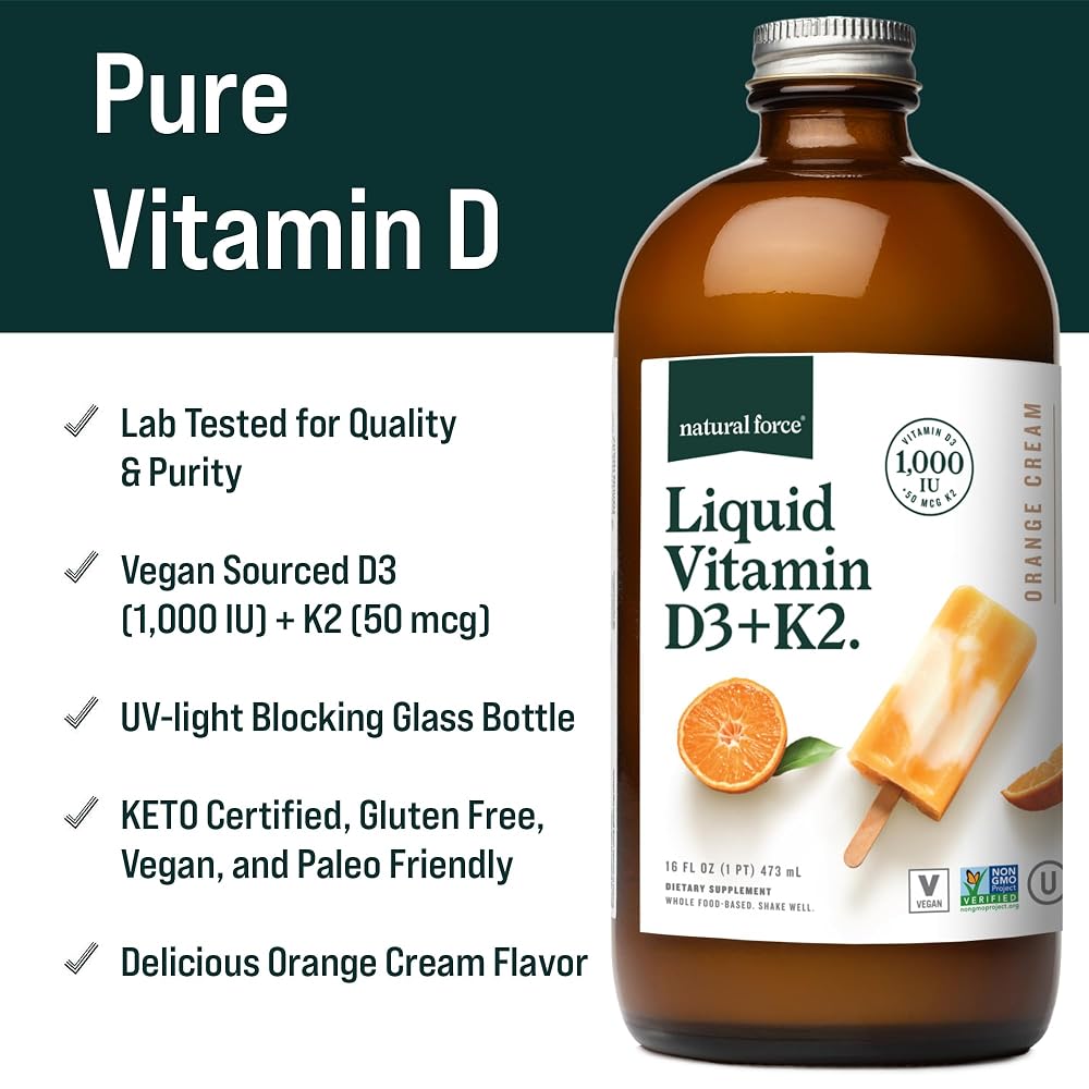 Natural Force Pure Vitamin D Liquid D3 & K2 - 16 fl oz - image 3
