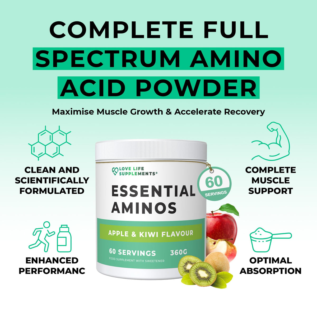 Love Life Supplements Essential Amino Acids Powder - 60 Servings - image 3