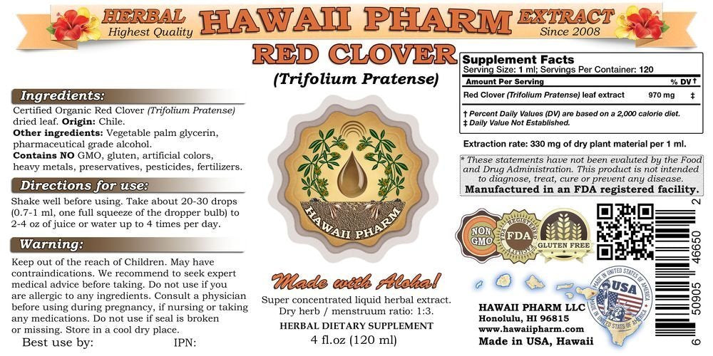 Hawaii Pharm Red Clover Flower Liquid Extract - 4 fl oz - image 2
