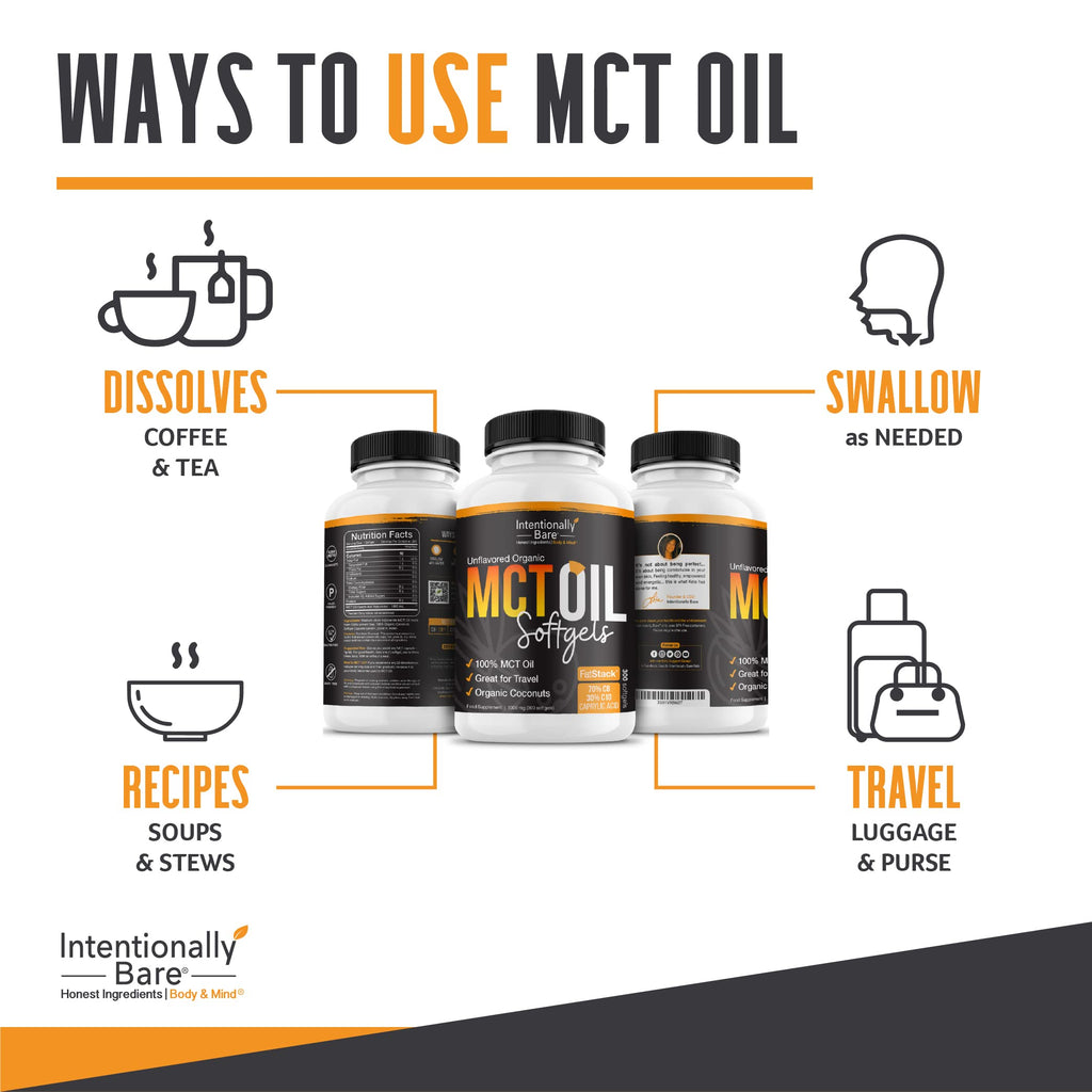 Intentionally Bare Organic MCT Oil C8 & C10 Softgels - 300 Count - image 3