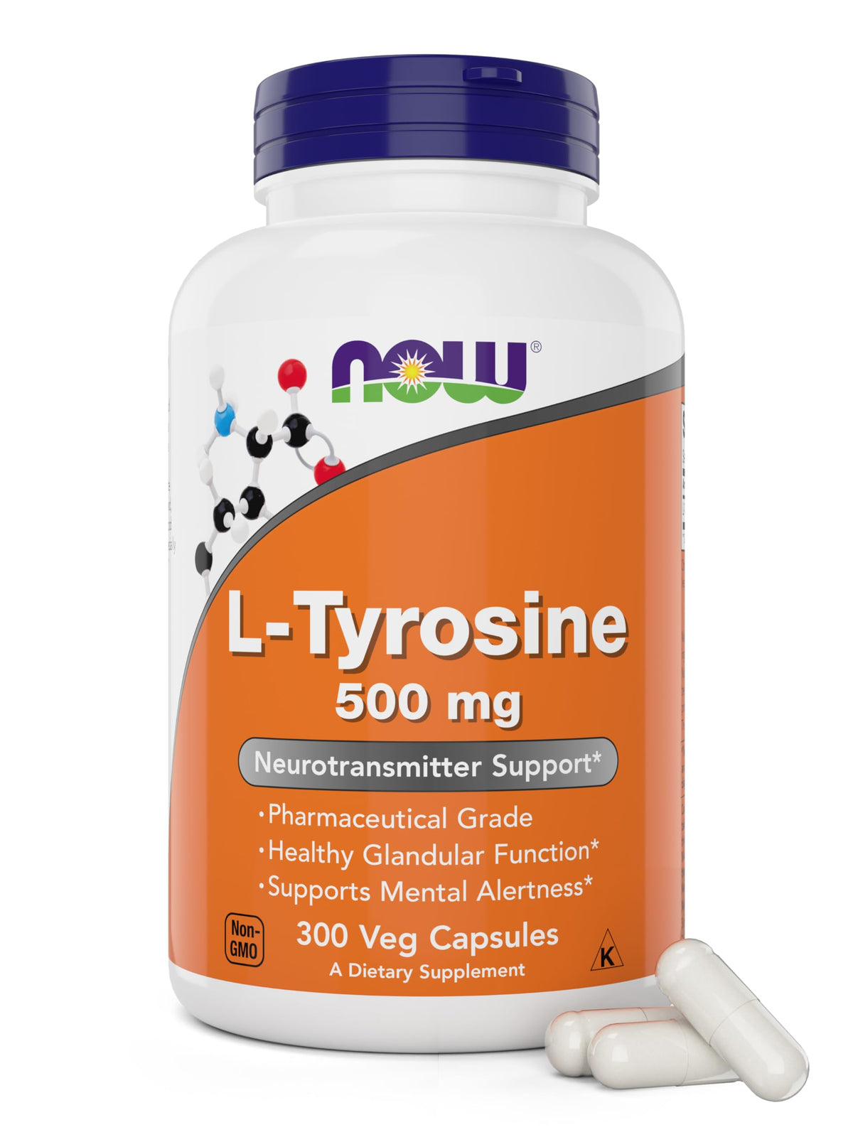 Now Foods L-Tyrosine 500mg Supports Mental Alertness - 300 Capsules