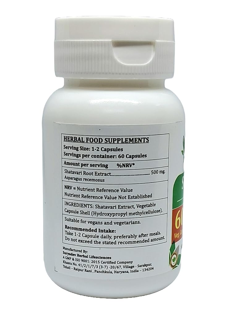 Satya Naturals Shatavari Forte Capsules 500 mg. 60 Veg. Capsule
