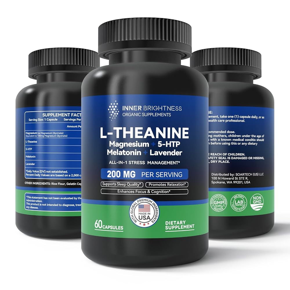 Inner Brightness L-Theanine 200mg Stress & Sleep Support - 60 Capsules