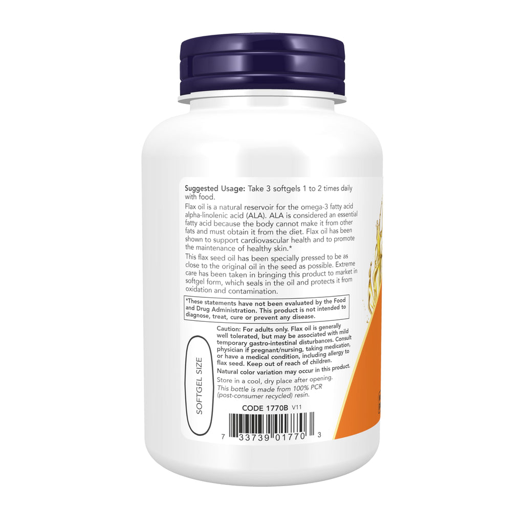 Now Supplements, Flax Oil 1,000 mg Made with Organic Flax Oil