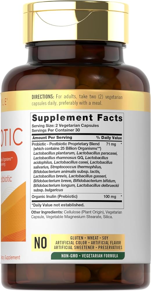 Carlyle Probiotic with Prebiotics & Postbiotics 25 Billion CFU - 60 Capsules - image 2