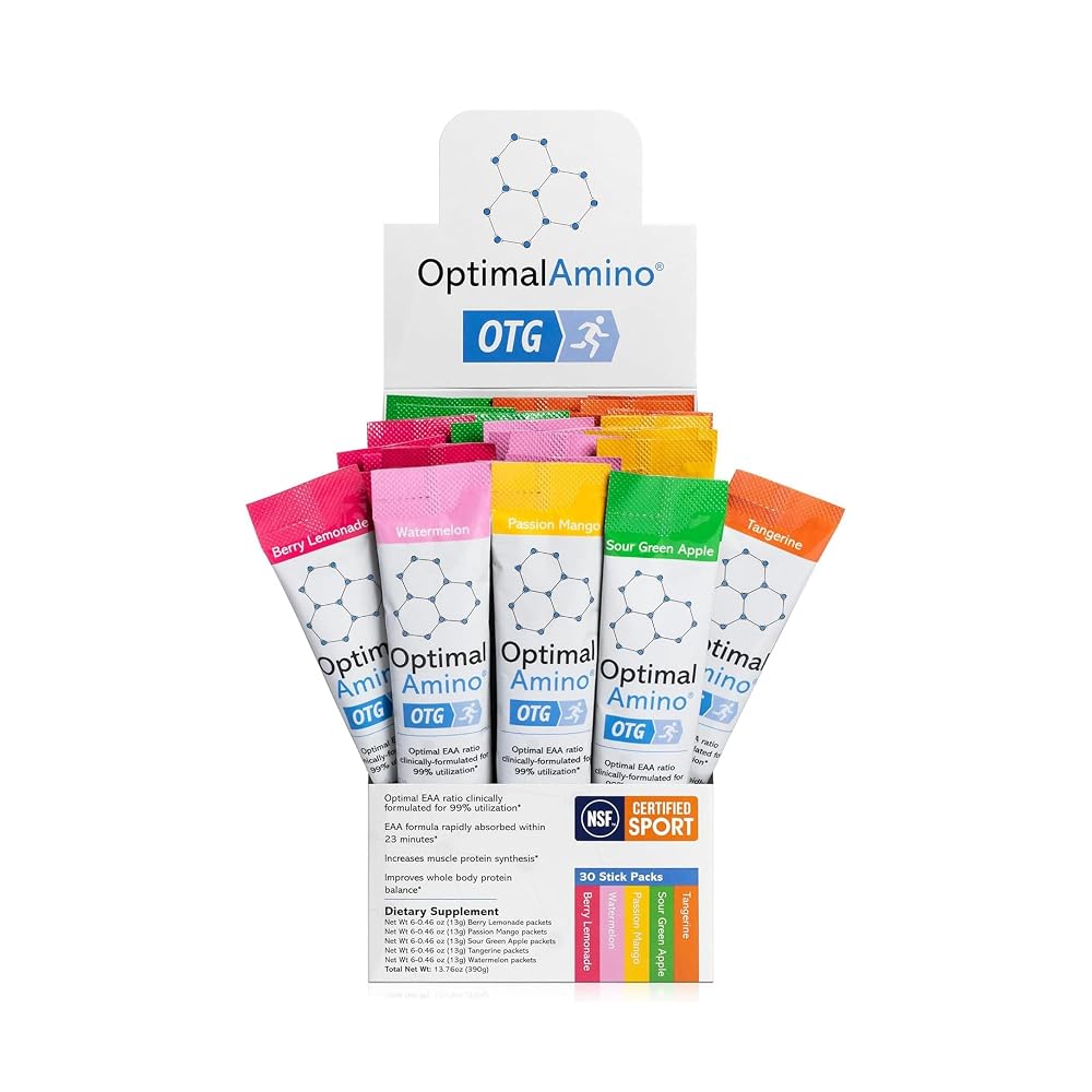 OptimalAmino OTG Stick Packs Complete Amino Acid Profile - 30 Count
