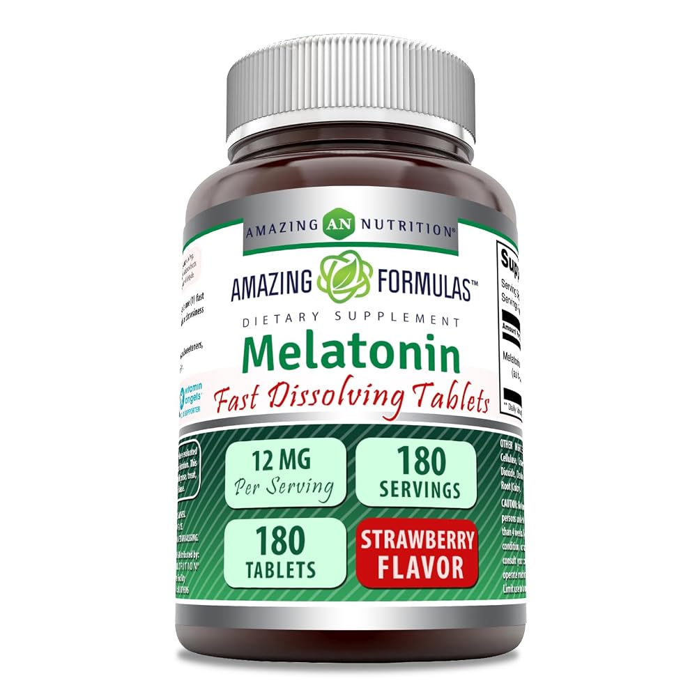 Amazing Nutrition Melatonin 12 mg Sleep Support - 180 Tablets