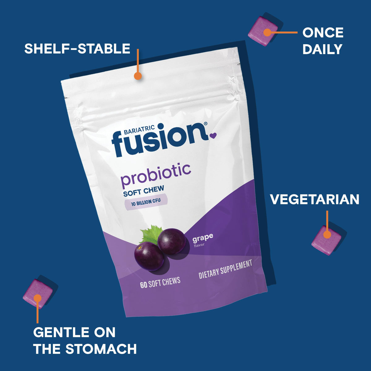 Bariatric Fusion Probiotic Grape Soft Chews - 60 Count - image 3