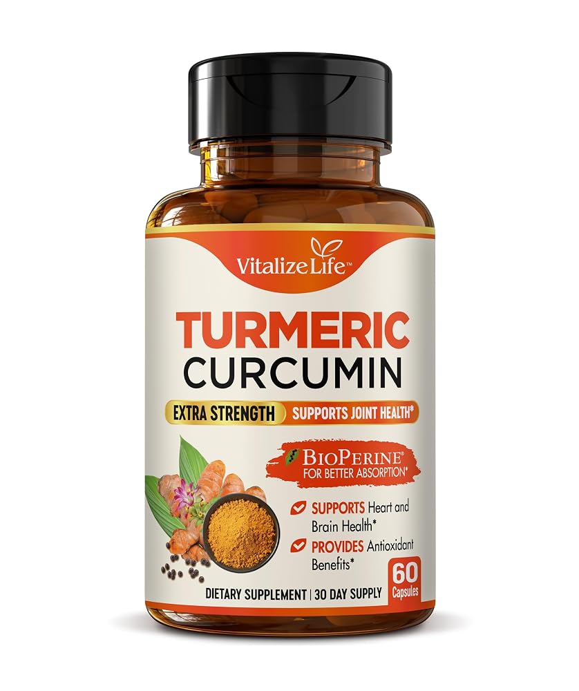 Vitalize Life Organic Turmeric Curcumin Supplement - 60 Capsules