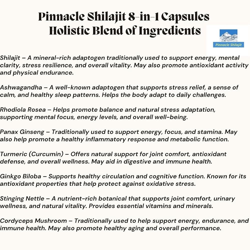 Pinnacle Shilajit 8-in-1 Herbal Supplement Capsules - 60 Count - image 6