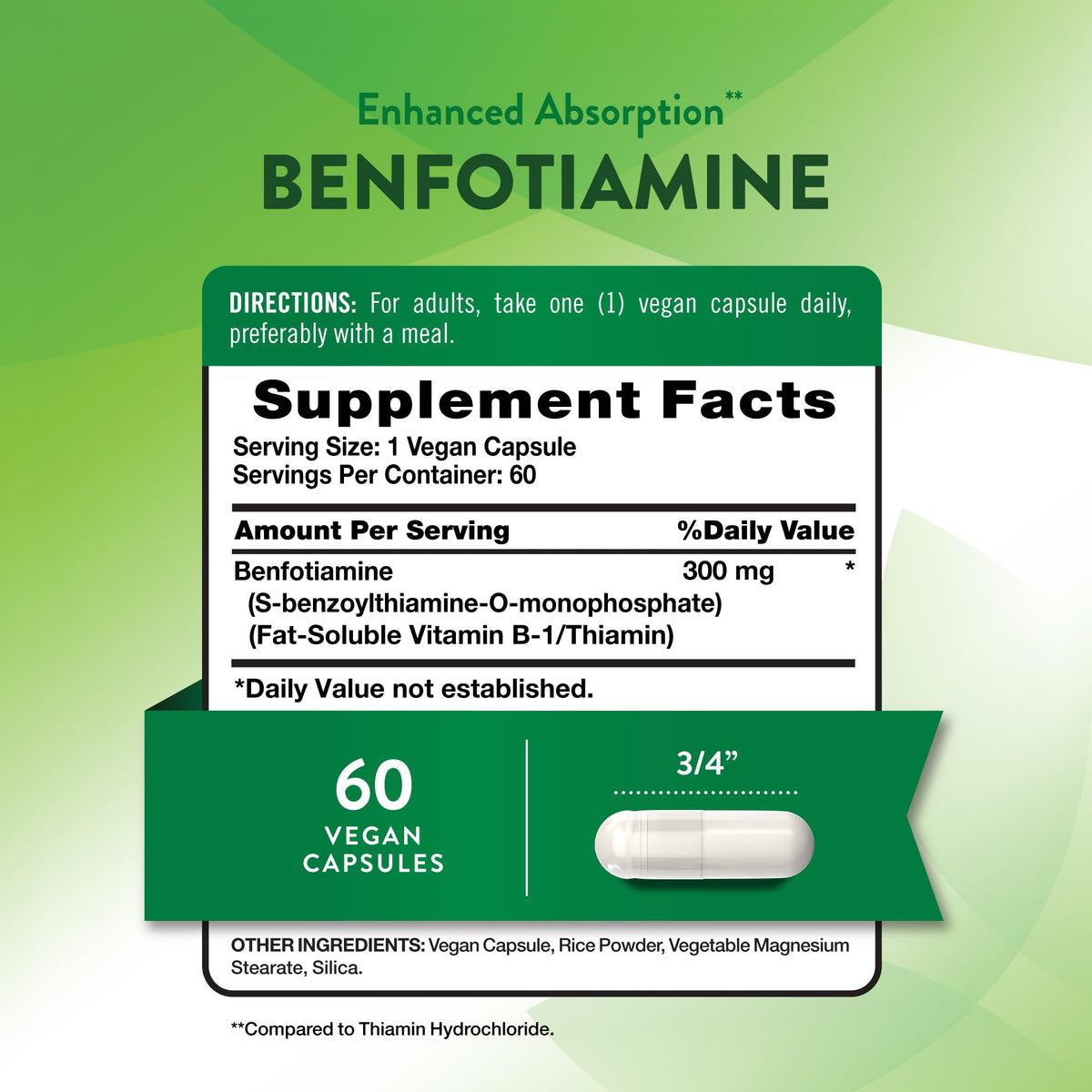 Nature's Truth Benfotiamine 300mg - 60 Capsules - image 2