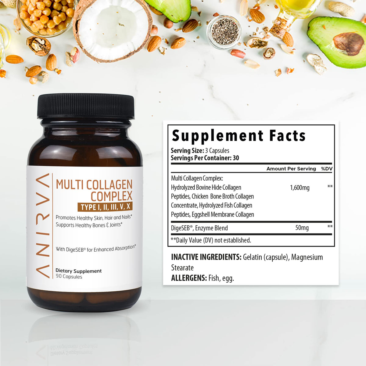 ANIRVA Multi Collagen Complex Types I II III V X - 90 Capsules - image 6