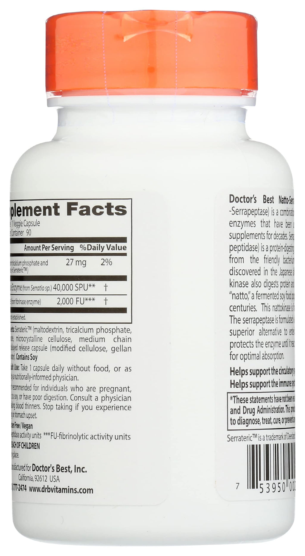 Doctor's Best Natto-Serra Enzyme - 90 Vegetarian Capsules - image 2