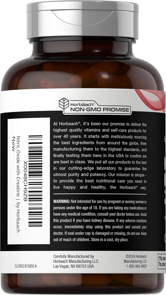 Horbäach Nitric Oxide Supplement with Creatine - 100 Capsules - image 3