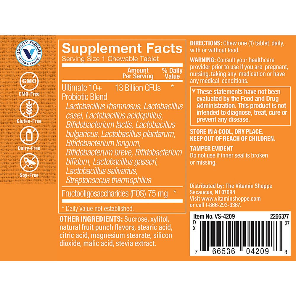 The Vitamin Shoppe Ultimate 10+ Probiotics 13 Billion CFU - 30 Tablets - image 2