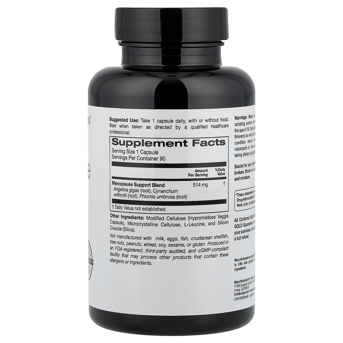 California Gold Nutrition Menopause Support - 90 Vegetarian Capsules - image 2