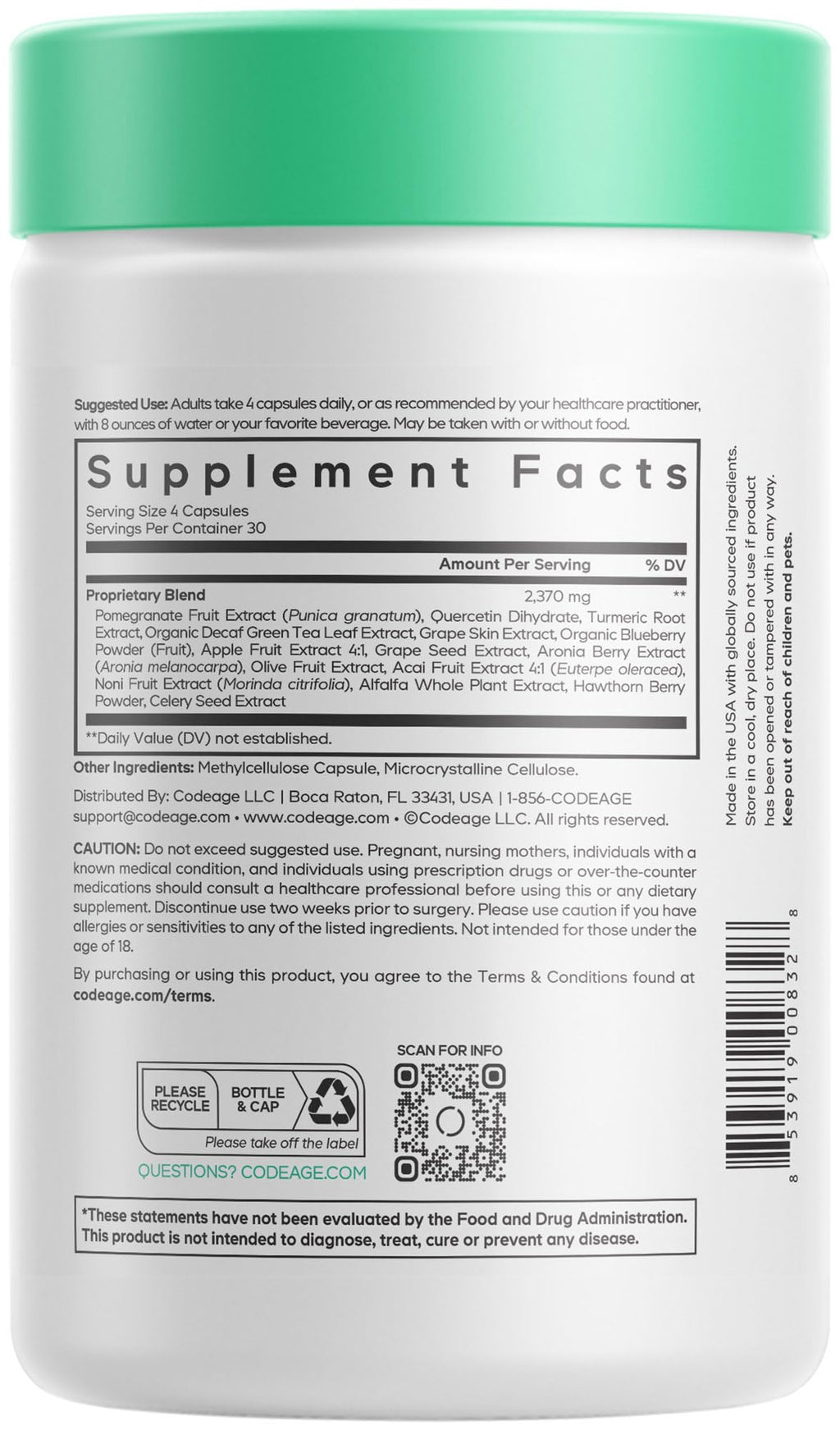 Codeage Polyphenols Quercetin Resveratrol - 120 Capsules - image 2