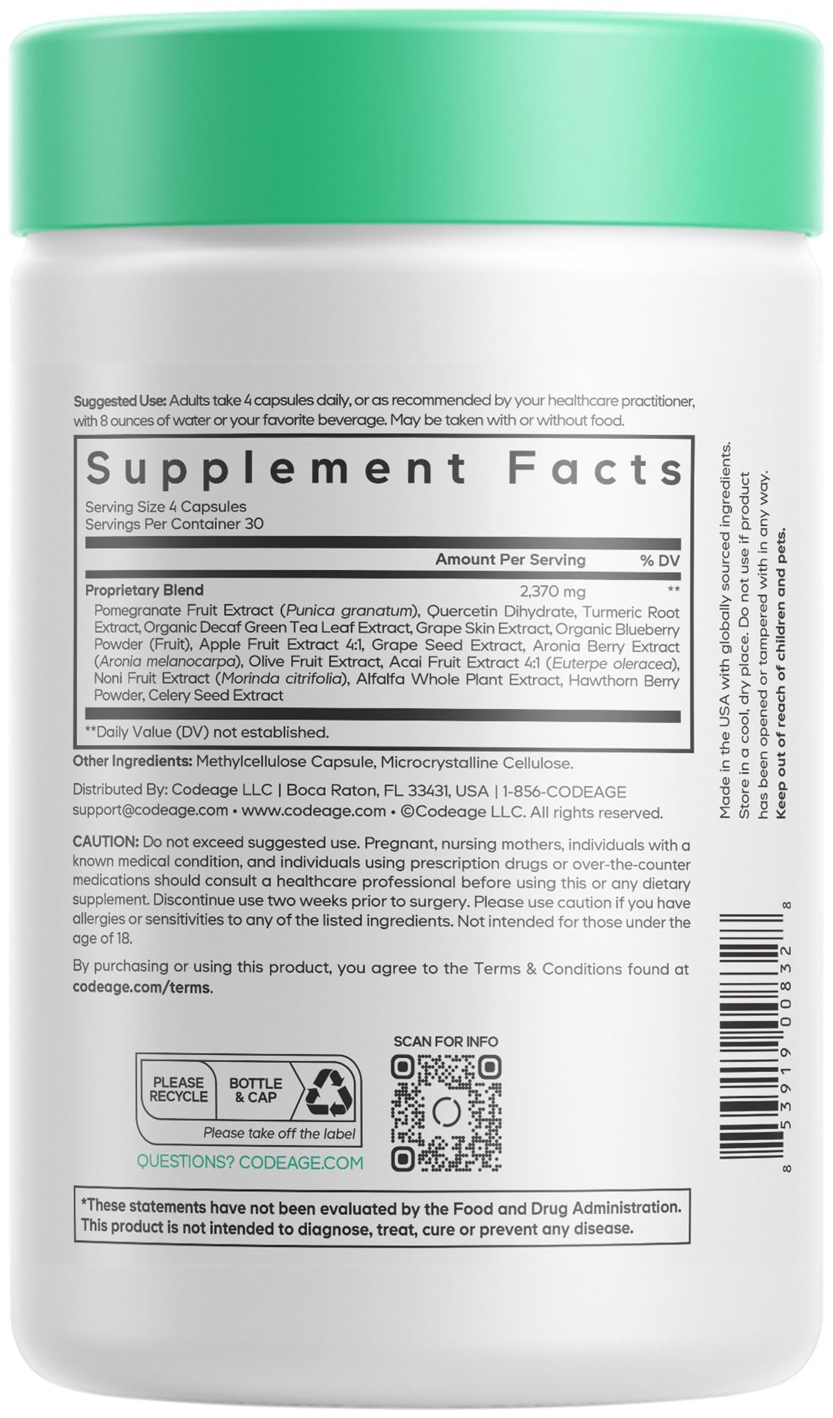 Codeage Polyphenols Quercetin Resveratrol - 120 Capsules - image 2