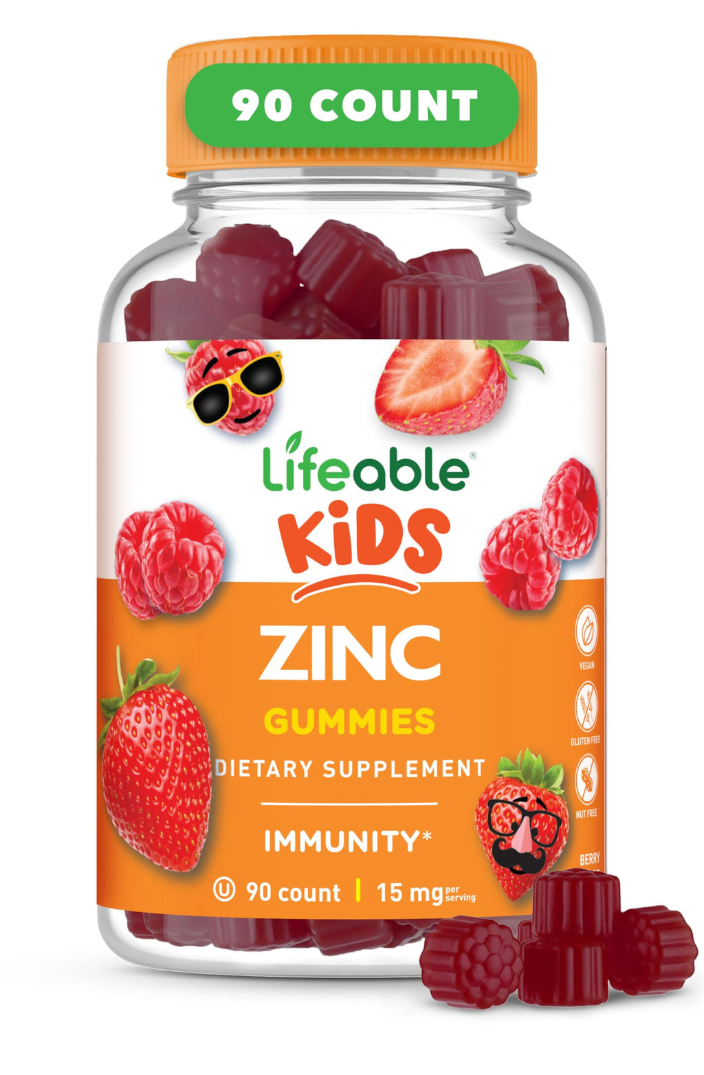 Lifeable Zinc for Kids 15 mg Berry Gummies - 90 Count