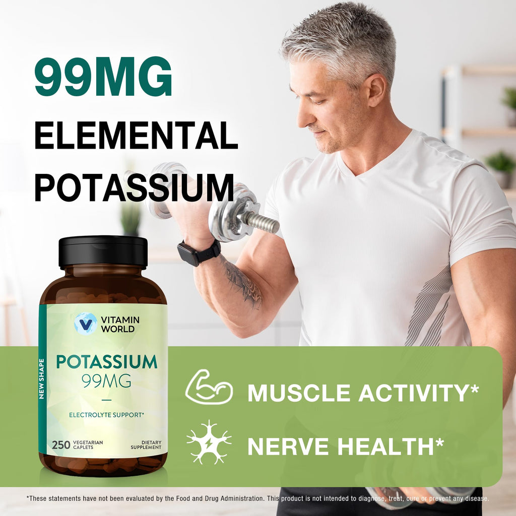 Vitamin World Potassium 99 mg - 250 Vegetarian Caplets - image 5