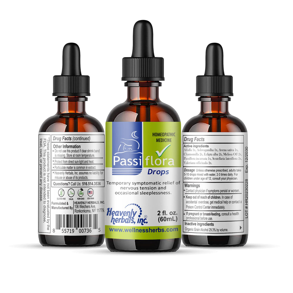 Heavenly Herbals Passiflora Drops Homeopathic Sleep Support - 60mL - image 2