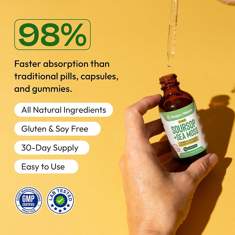 Drops Of Nature Soursop Bitters Liquid with Sea Moss - 60 mL - image 3