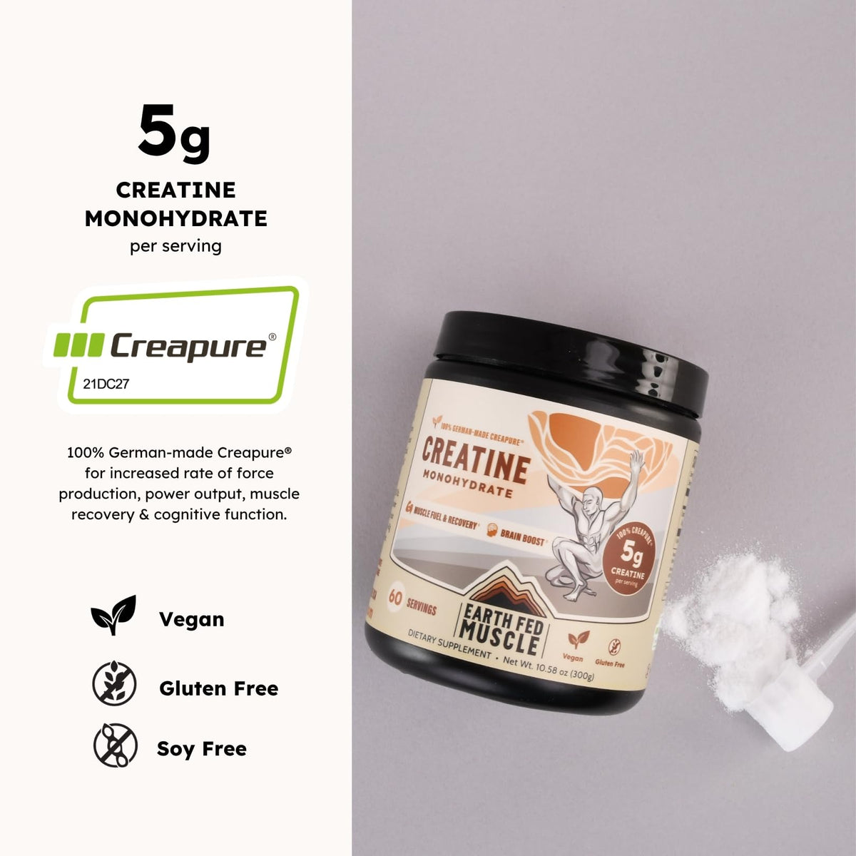 Earth Fed Muscle Creatine Monohydrate Powder - 300g - image 2