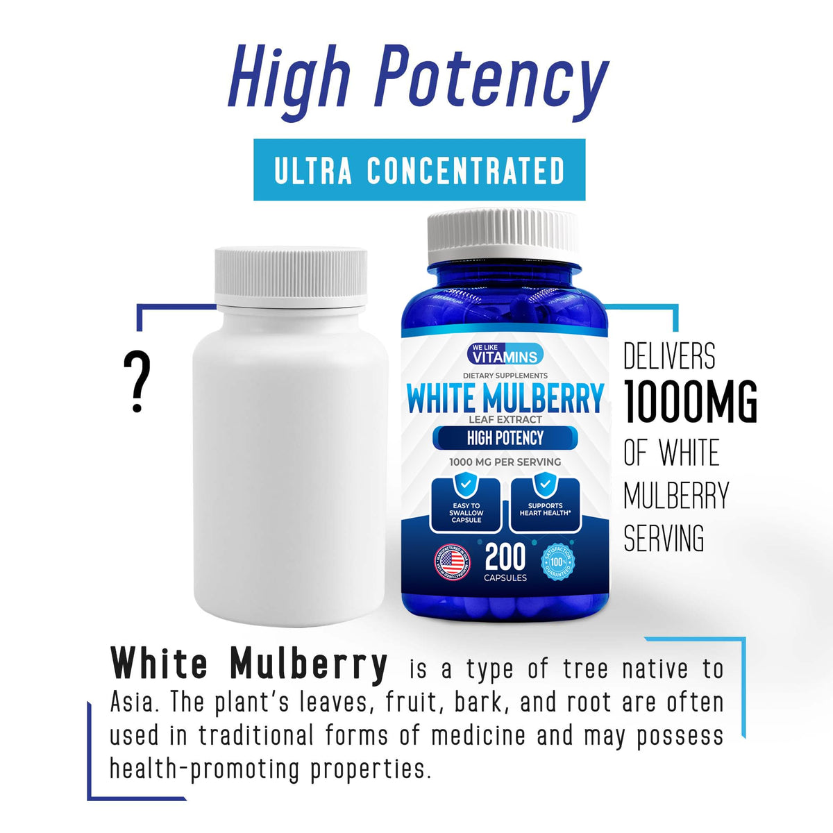 We Like Vitamins White Mulberry 1000mg - 200 Vegetarian Capsules - image 5