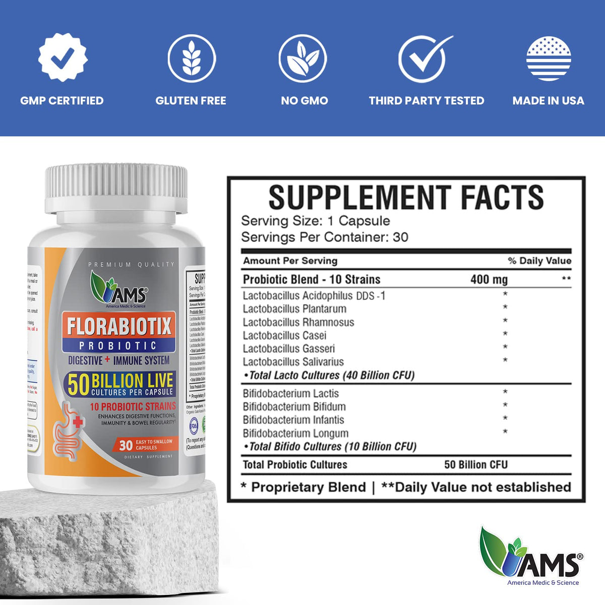 America Medic & Science Florabiotix Probiotic (30 Capsules)