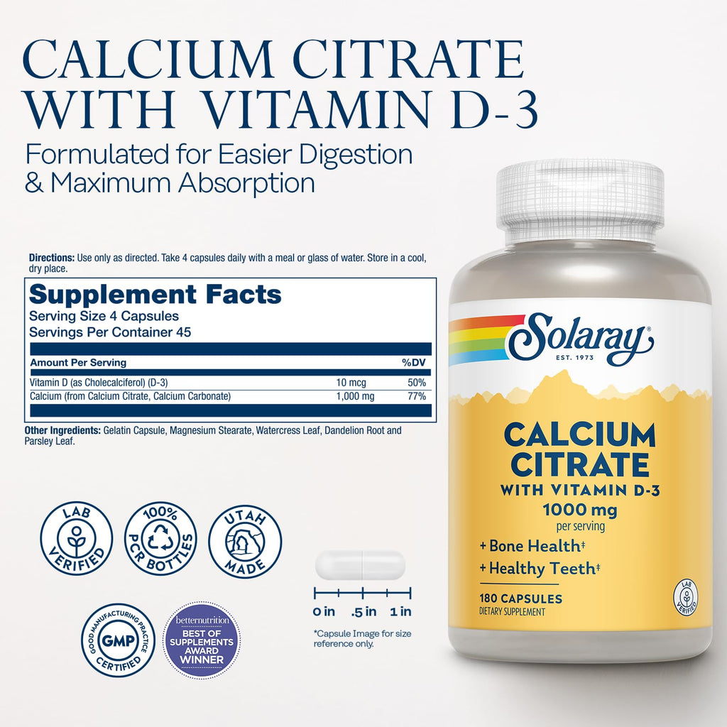 SOLARAY Capsule Calcium Citrate Bone Strength,Healthy Teeth 1000Mg