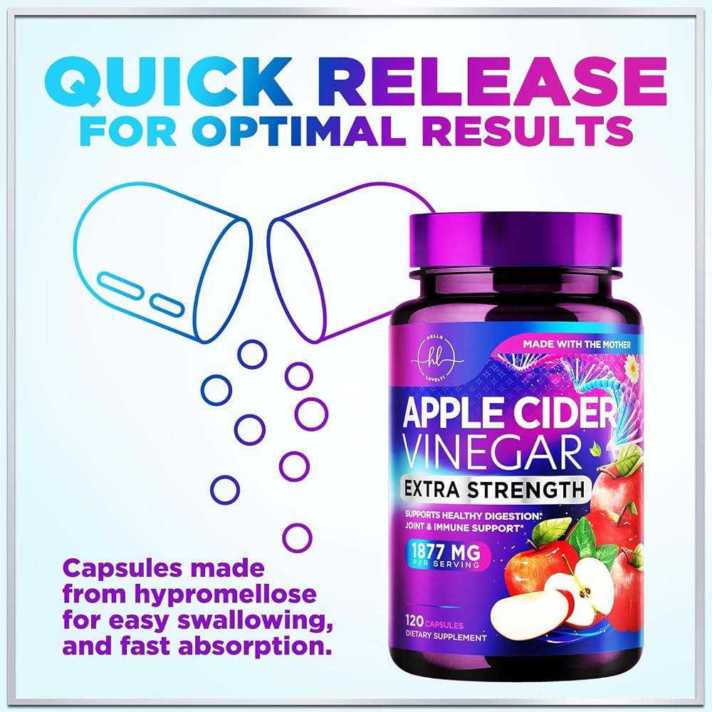 Hello Lovely! Apple Cider Vinegar Capsules 1877mg Per Serving - Extra