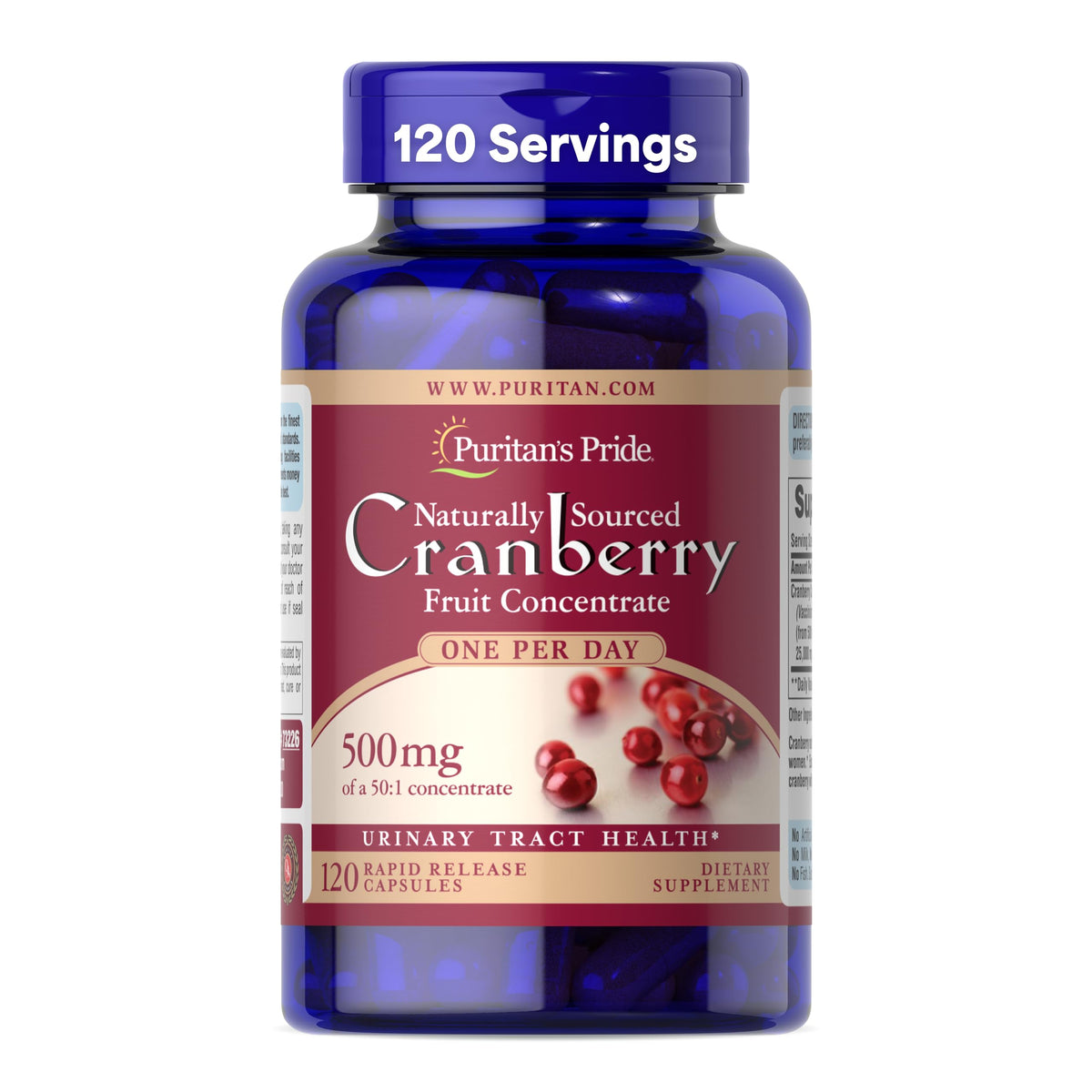 Puritan's Pride Cranberry Fruit Concentrate 500mg - 120 Capsules