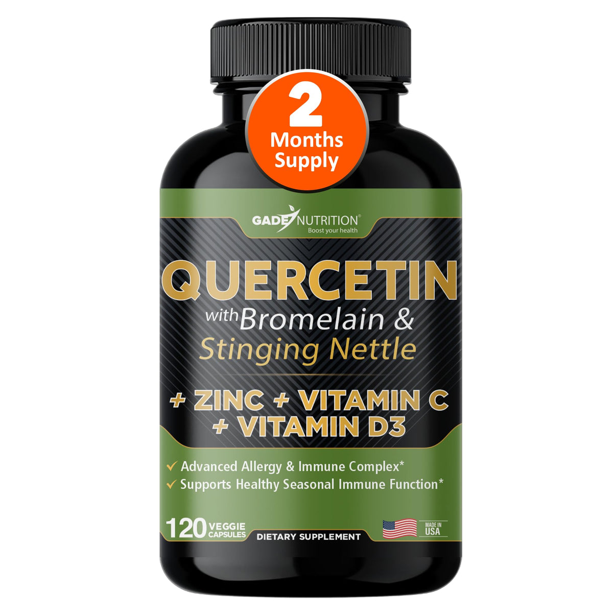 GADE NUTRITION BOOST YOUR HEALTH Quercetin with Vitamin C and Zinc