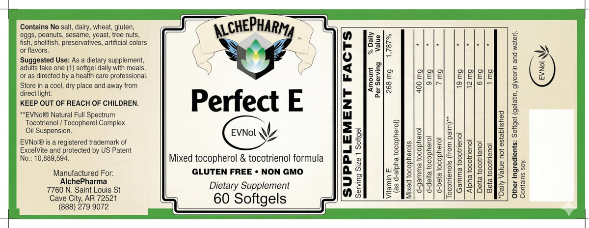 AlchePharma Perfect E - Patented EVNol® Brand tocotrienols Full