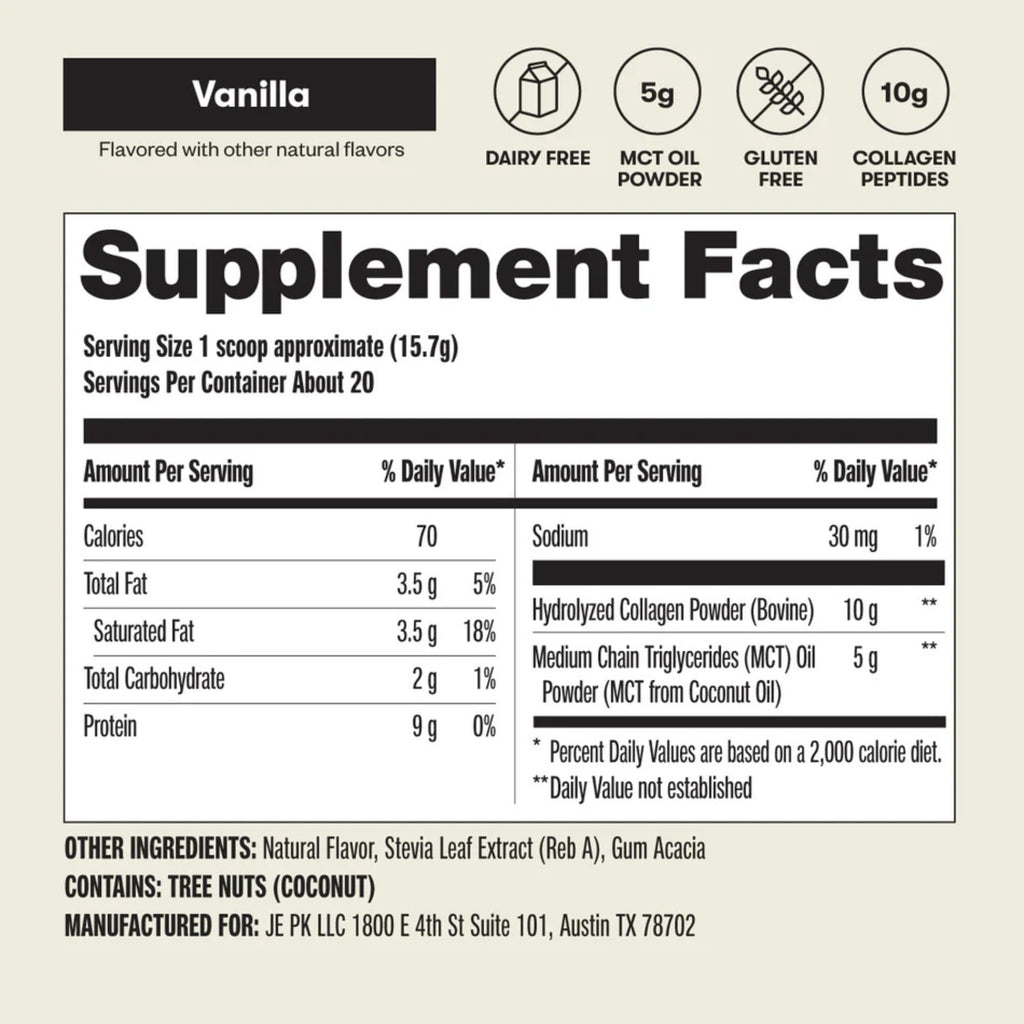 Perfect Keto Collagen Protein Powder with MCT Oil - Grassfed