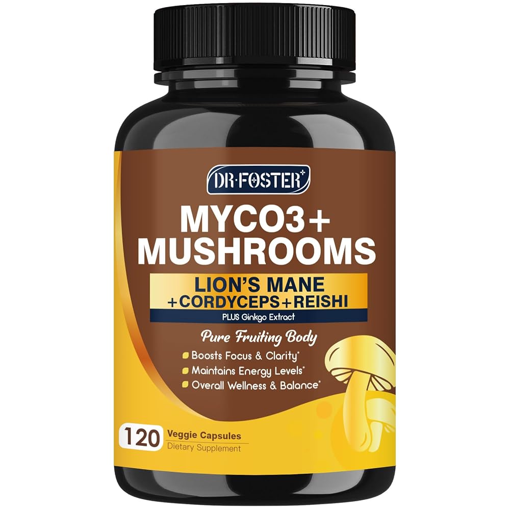 DRFOSTER Lions Mane MYCO3+ Mushroom Supplement - 120 Capsules